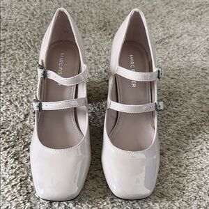 Marc Fisher Taupe Patent Double-Strap Mary Jane Flats